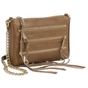 Rebecca Minkoff Gold Leather Zippered Convertible Crossbody Shoulder Purse